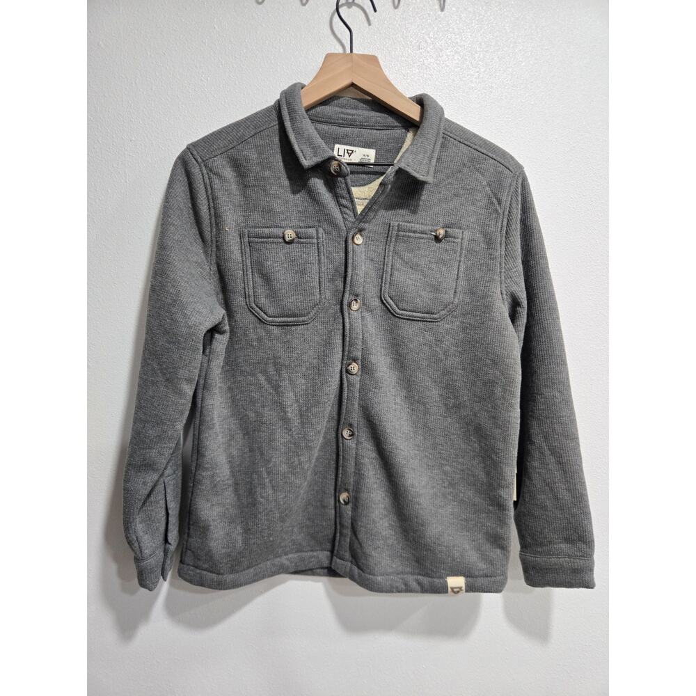 LIV Outdoor Thermal Waffle Knit Shacket Jacket Boys 14/16 | Sherpa Lined | Gray